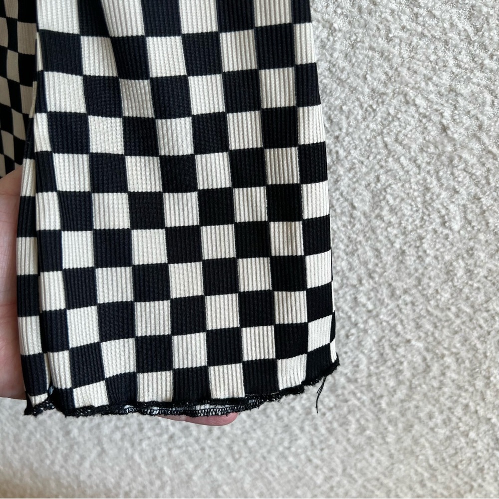 Girls Checkered Bell Bottom Flare Ribbed Pants Size 5 Years - Picture 8 of 12